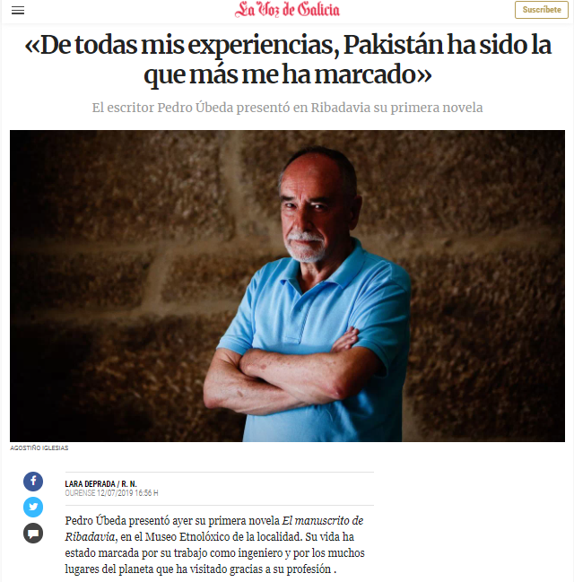 Entrevista a Pedro Úbeda, autor de El Manuscrito de Ribadavia